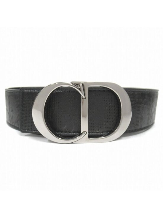 Dior Oblique Perforated Leather Belt Reversible Cdlogo Silver